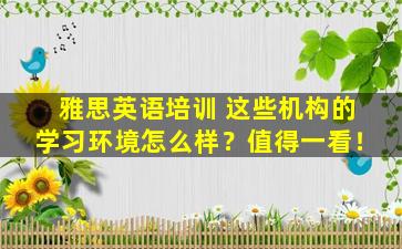 雅思英语培训 这些机构的学习环境怎么样？值得一看！